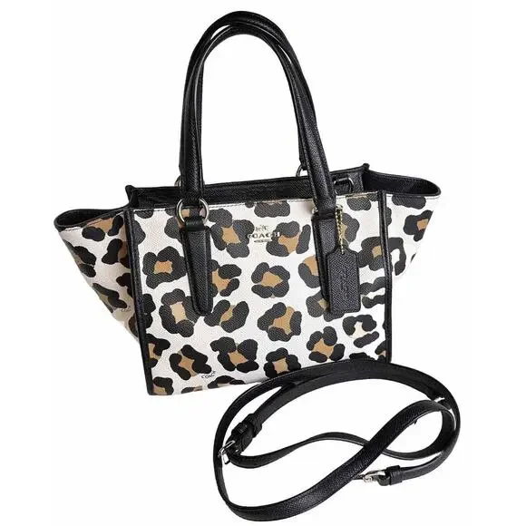 Coach MINI CROSBY CARRYALL IN OCELOT PRINT LEATHER, Black, White, Tan, 41-13 - Picture 15 of 15